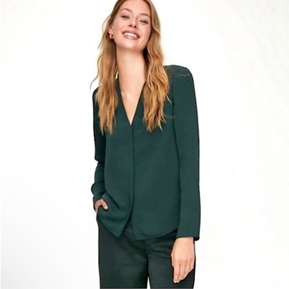 Babaton | AKIRA Satin Blouse - Hunter Green - Picture 1 of 7